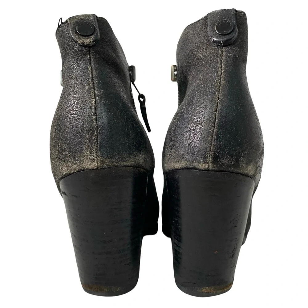 Rag & Bone Margot Ankle Boots Womens Size 9 Waxed Suede Gray Heeled Booties Grey